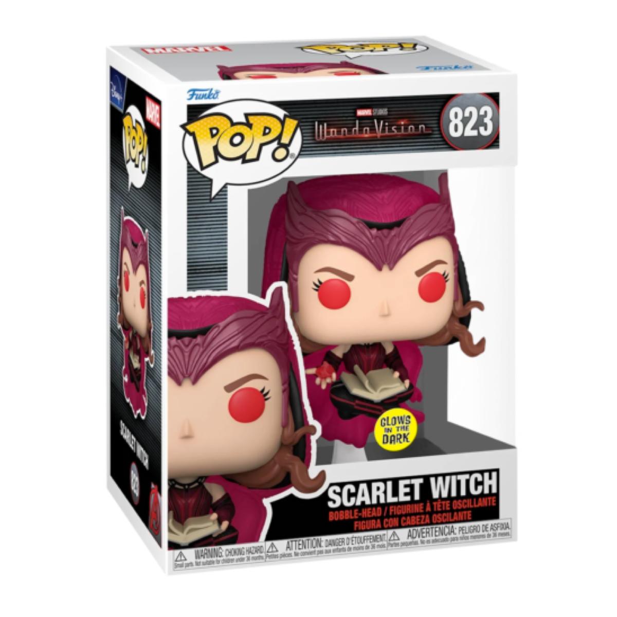 FUNKO SCARLET WITCH, EXCLUSIVE FUNKO, WANDAVISION POP, ELIZABETH OLSEN, ELIZABETH OLSEN, MARVEL STUDIOS, 823