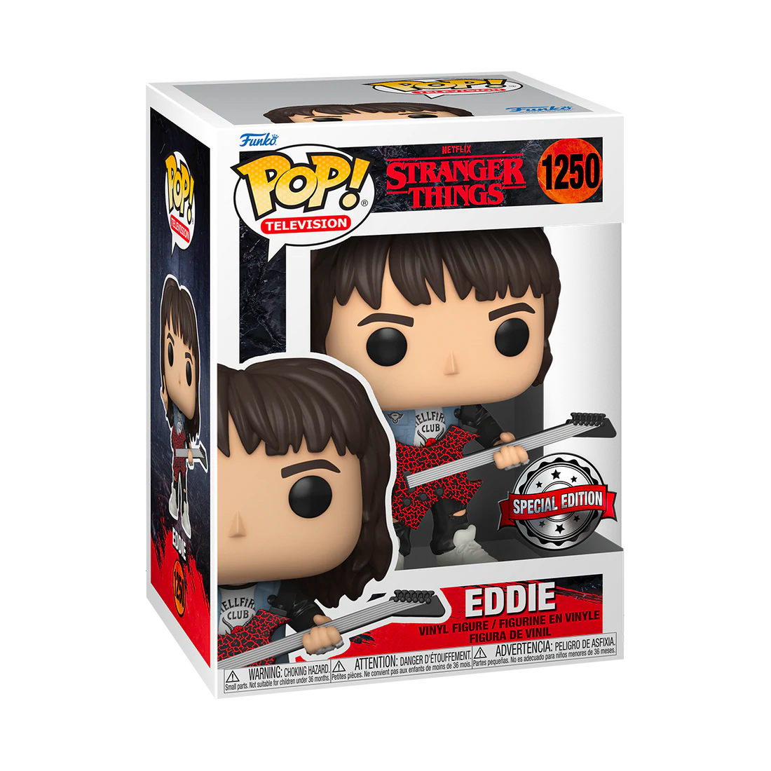 EDDIE WITH GUITAR EXCLUSIVE FUNKO POP STRANGER THINGS #1250