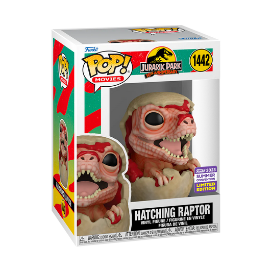 HATCHING RAPTOR SDCC 2023 CONVENTION EXCLUSIVE FUNKO POP MOVIES JURASSIC PARK #1442 PRE ORDER