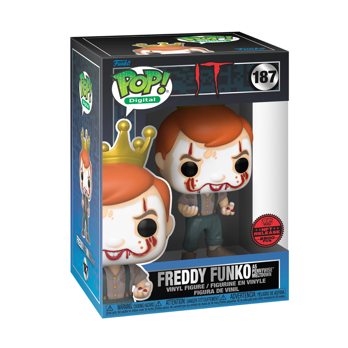 FREDDY FUNKO AS PENNYWISE MELTDOWN EXCLUSIVE LE2500 FUNKO POP ROYALTY NFT PHYSICAL REDEEMABLE IT #187 PRE ORDER Q2/Q3 2024
