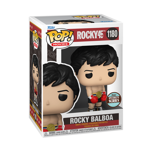 ROCKY BALBOA WITH BELT SPECIALTY SERIES EXC FUNKO POP MOVIES 45TH ANNIVERSARY #1180</p><BR>In Stock<BR>In Stock Safety Information<br>Warning: Not suitable for children under 3 years. Small Parts.