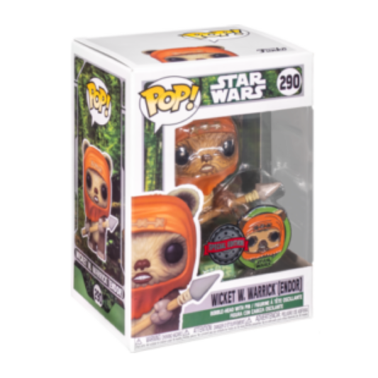 FUNKO WICKET W WARRICK EXCLUSIVE + PIN POP MOVIES STAR WARS ENDOR EWOKS #290 PRE ORDER